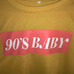 90'S BABY Cropped Yellow Sweatshirt.